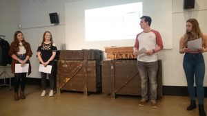 Hannah Coulouras, Jessica Harper, Phillip Gerrish and Katy Hodges presenting their findings to visitors at Portsmouth City Museum.