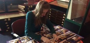 Emily working with RMM medals collection.