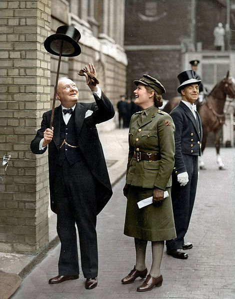 Churchill shown in 1643 with his daughter Mary Soames.