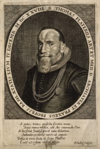 Line Engraving of Thomas Platter in later life.