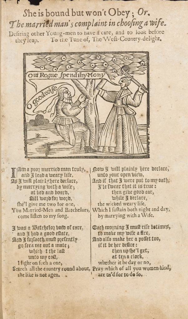 She is bound but won't obey, ballad c. 1674-9, © Bodleian Library, 4o Rawl. 566(14) 
