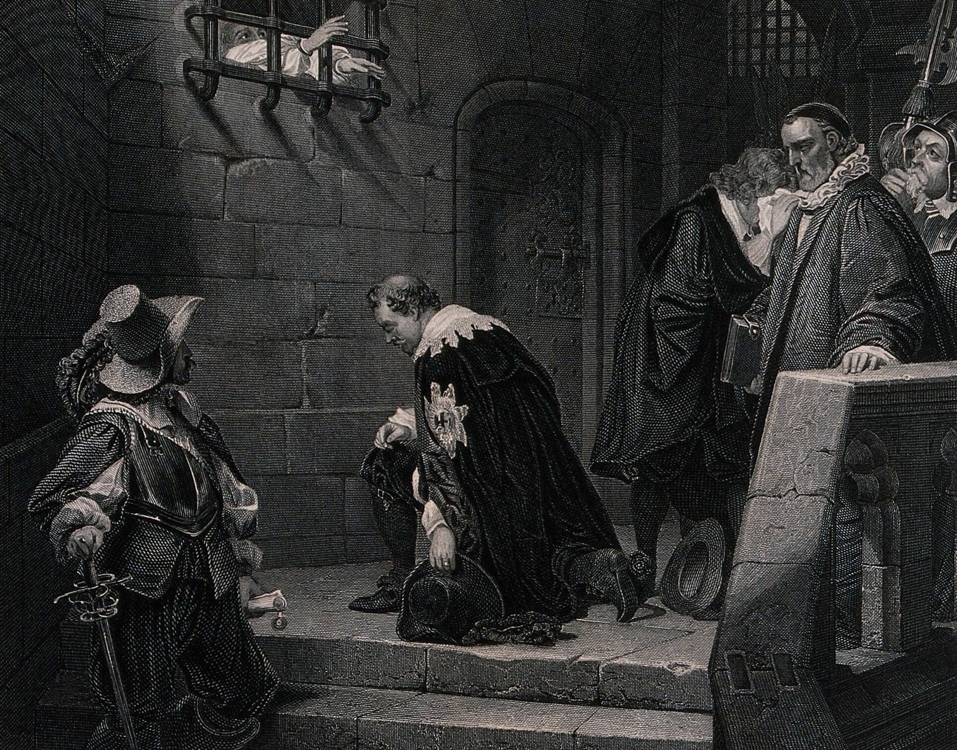 he Earl of Strafford, going to his execution, engraving with etching by J. Rogers after the painting by Paul Delaroche (1797-1856), Wellcome Collection, 43468i
