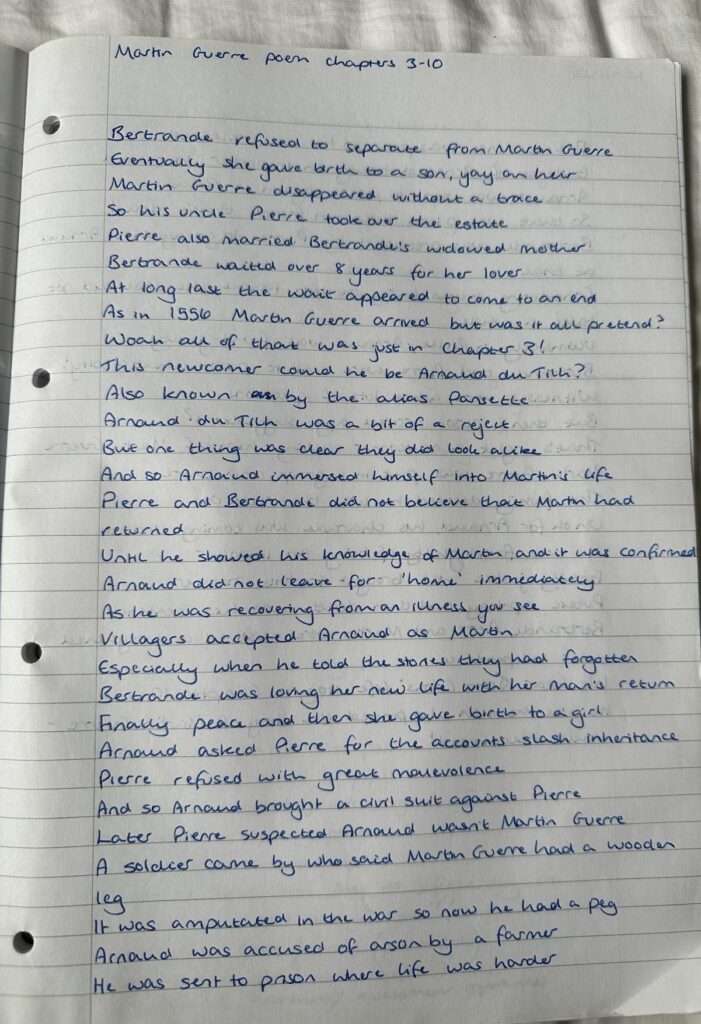 Handwritten poem
