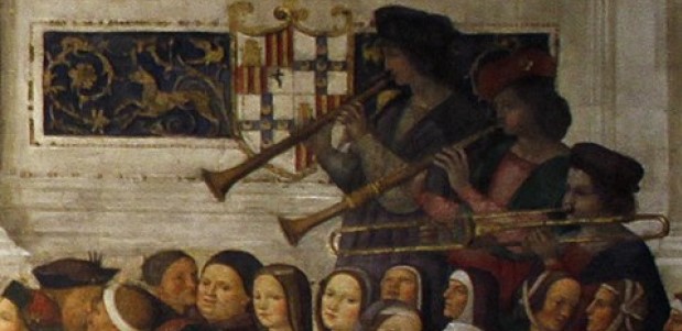 Pinturicchio, detail from The Coronation of Pope Pius III, Piccolomini Library, Duomo, Siena (1509)