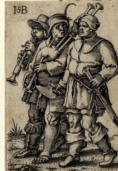 Engraving of musicians at a wedding, by German artist Sebald Beham, 1537