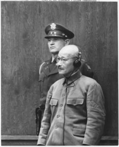 General Tojo was among seven defendants sentenced to death by hanging at the Tokyo War Crimes trials from 1946-48.