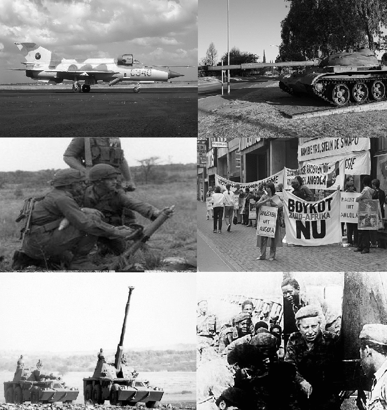 Montage of images from the battle between South African and Angolan/Cuban forces at Cuito Cuanavale in 1987-8.