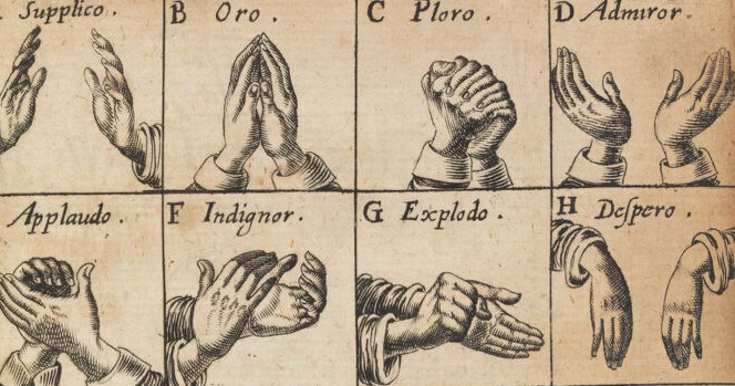Illustration from John Bulwer, Chirologia: or the naturall language of the hand (1644).